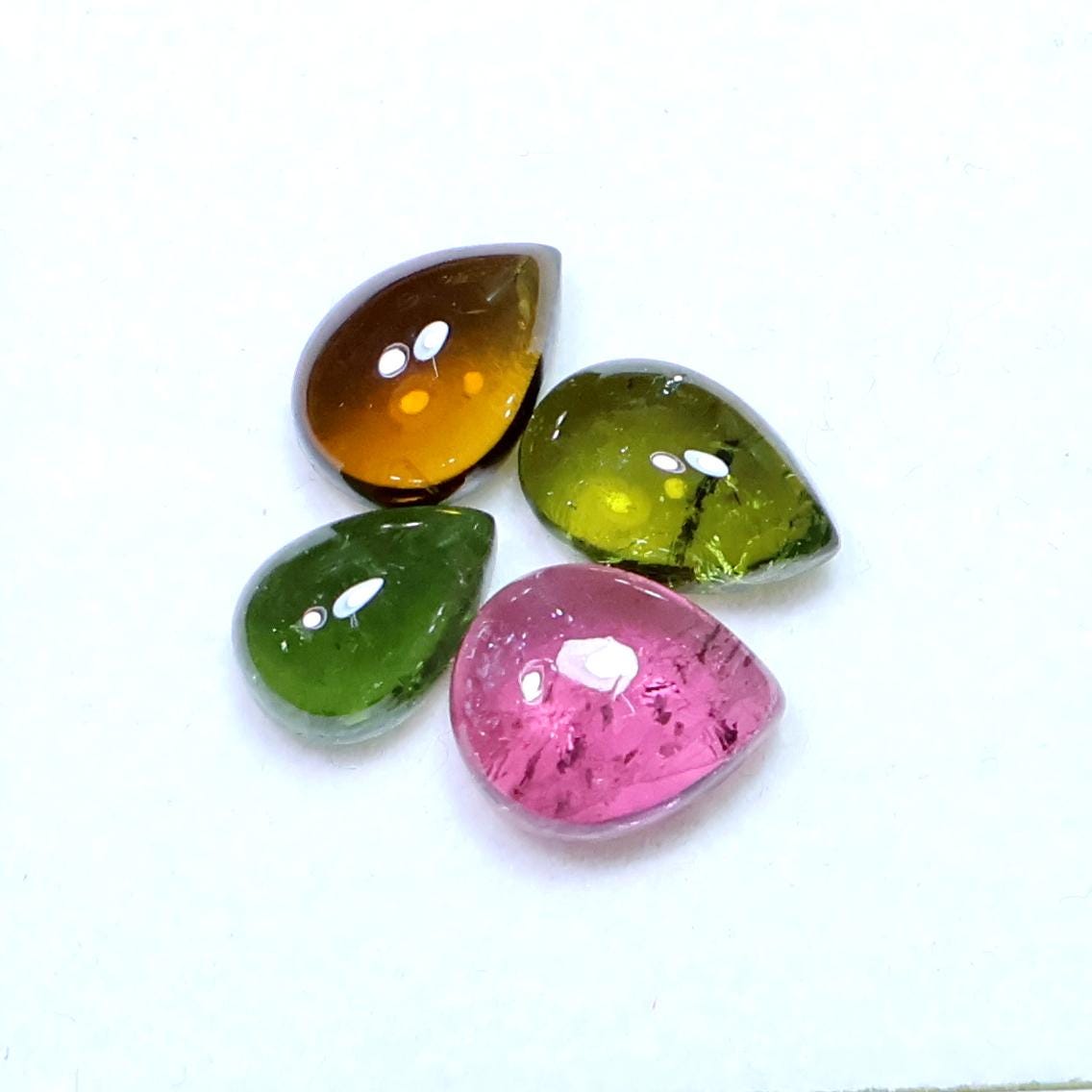 12 Ct Natural Multi Tourmaline Cabochon Lot, Jewelry Making (11x9 To 9.50x7 Mm)