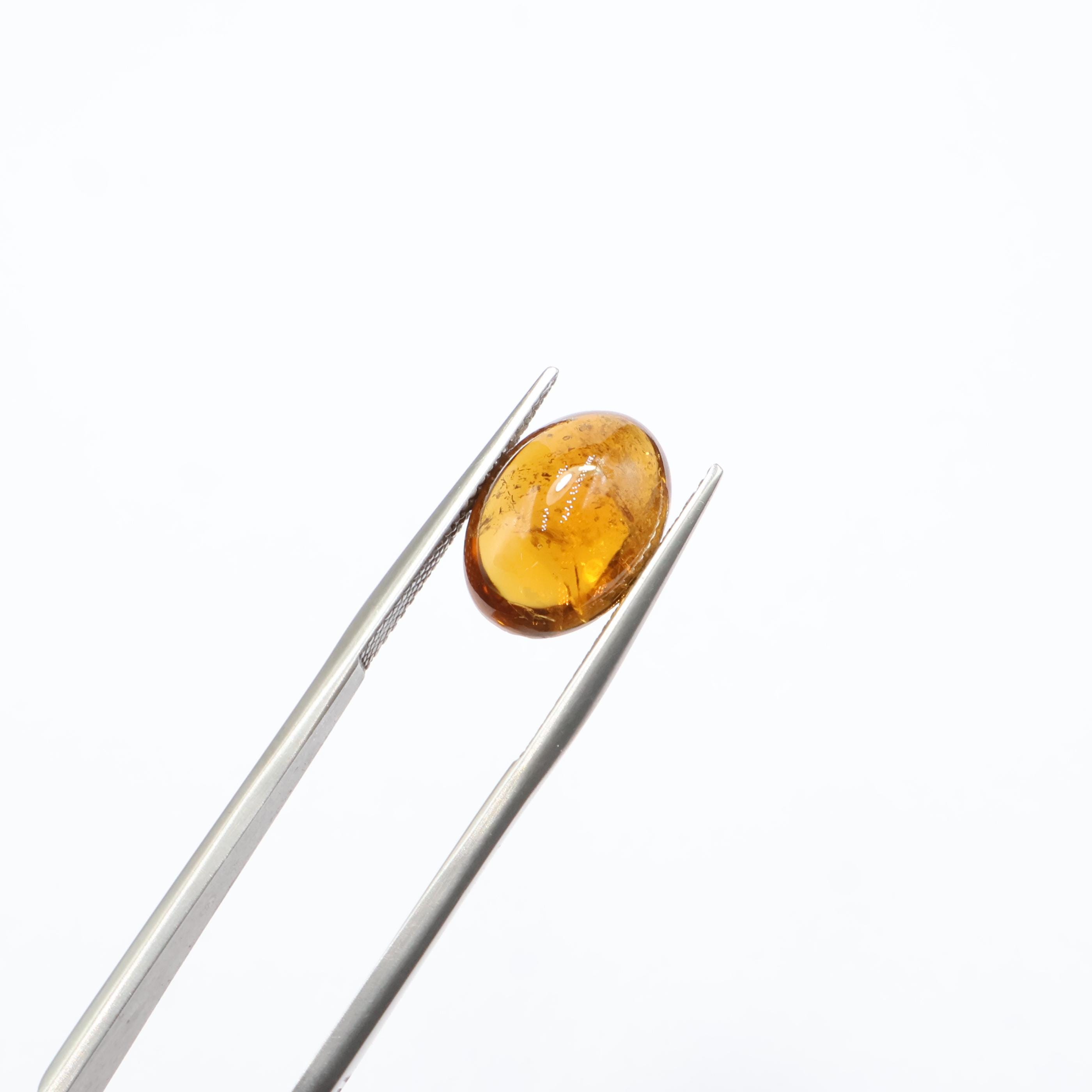 6 Ct Natural Orange Tourmaline Cabochon: Oval Gemstone (14x10 Mm)