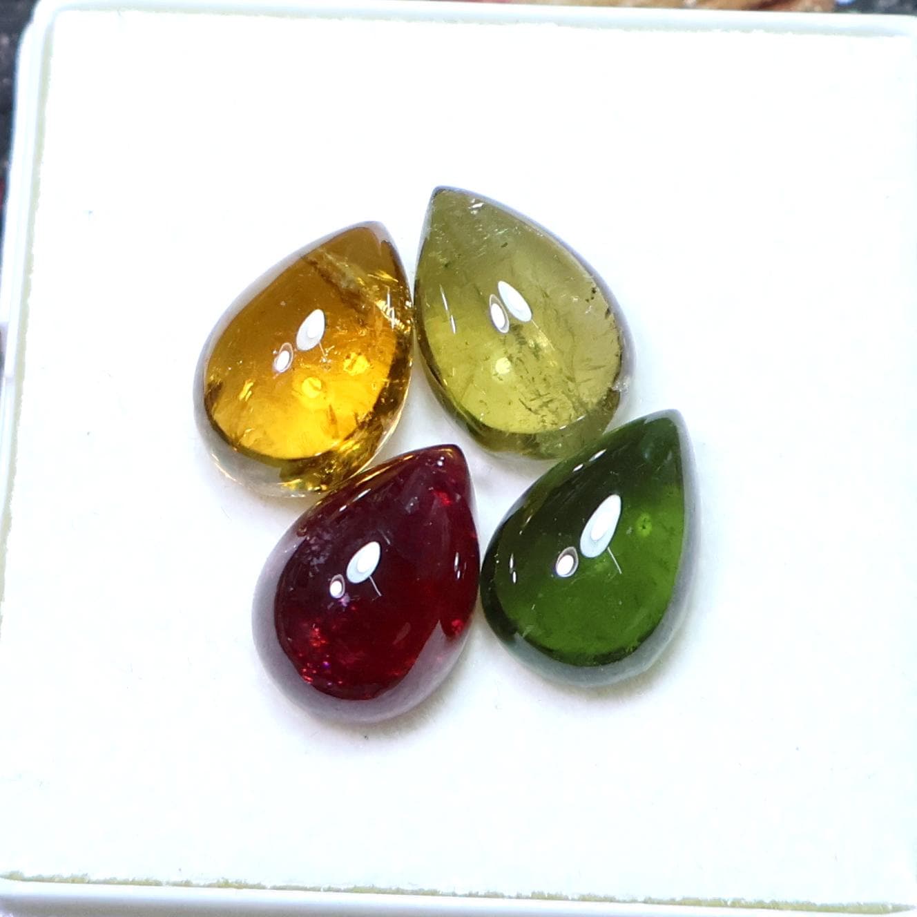 Multi Tourmaline Cabochon Lot: Natural Gemstone Jewelry Making (13x9 Mm, 19.80 Ct, 4 Pcs)