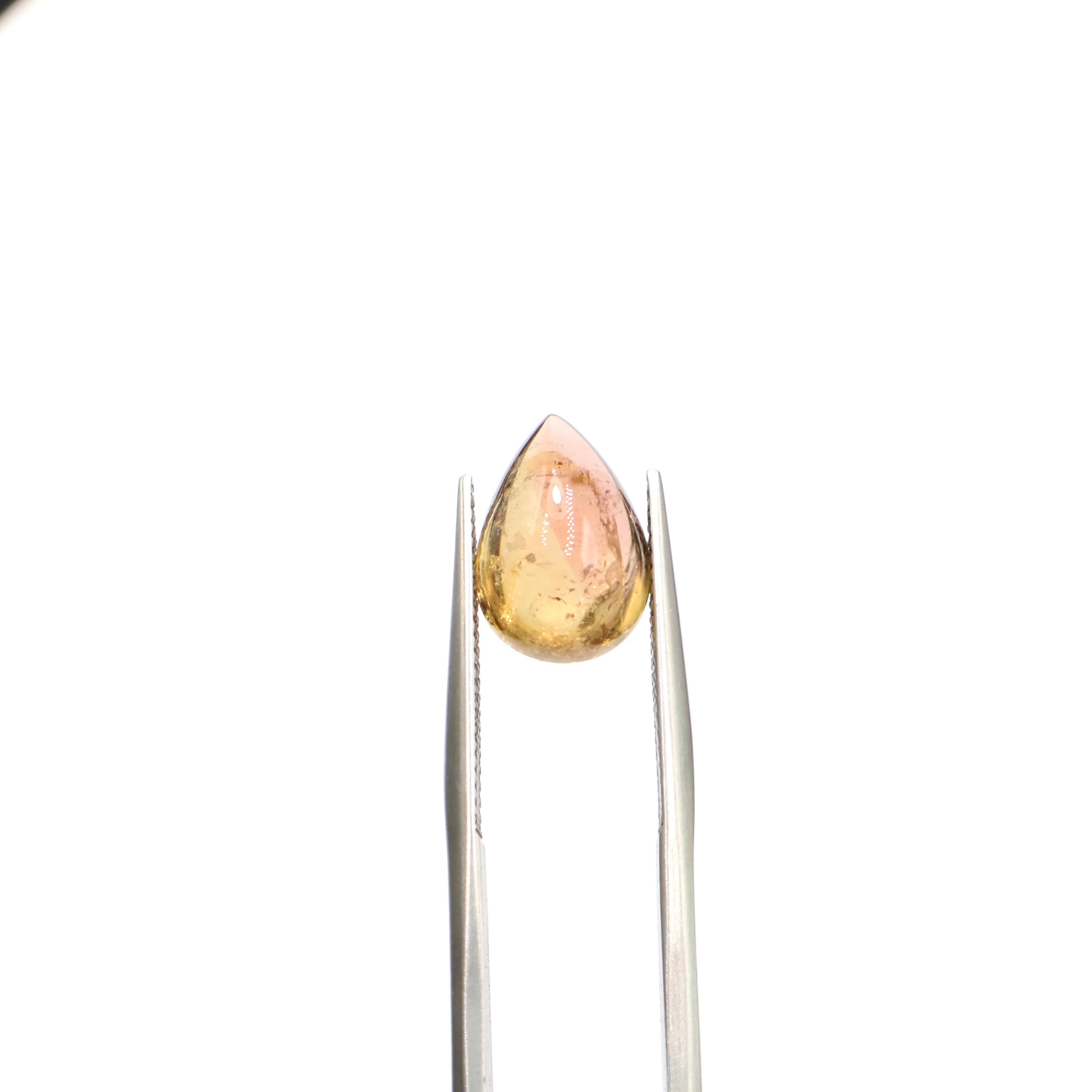 Orange Tourmaline Cabochon: 5.45 Ct Pear Shape Gemstone