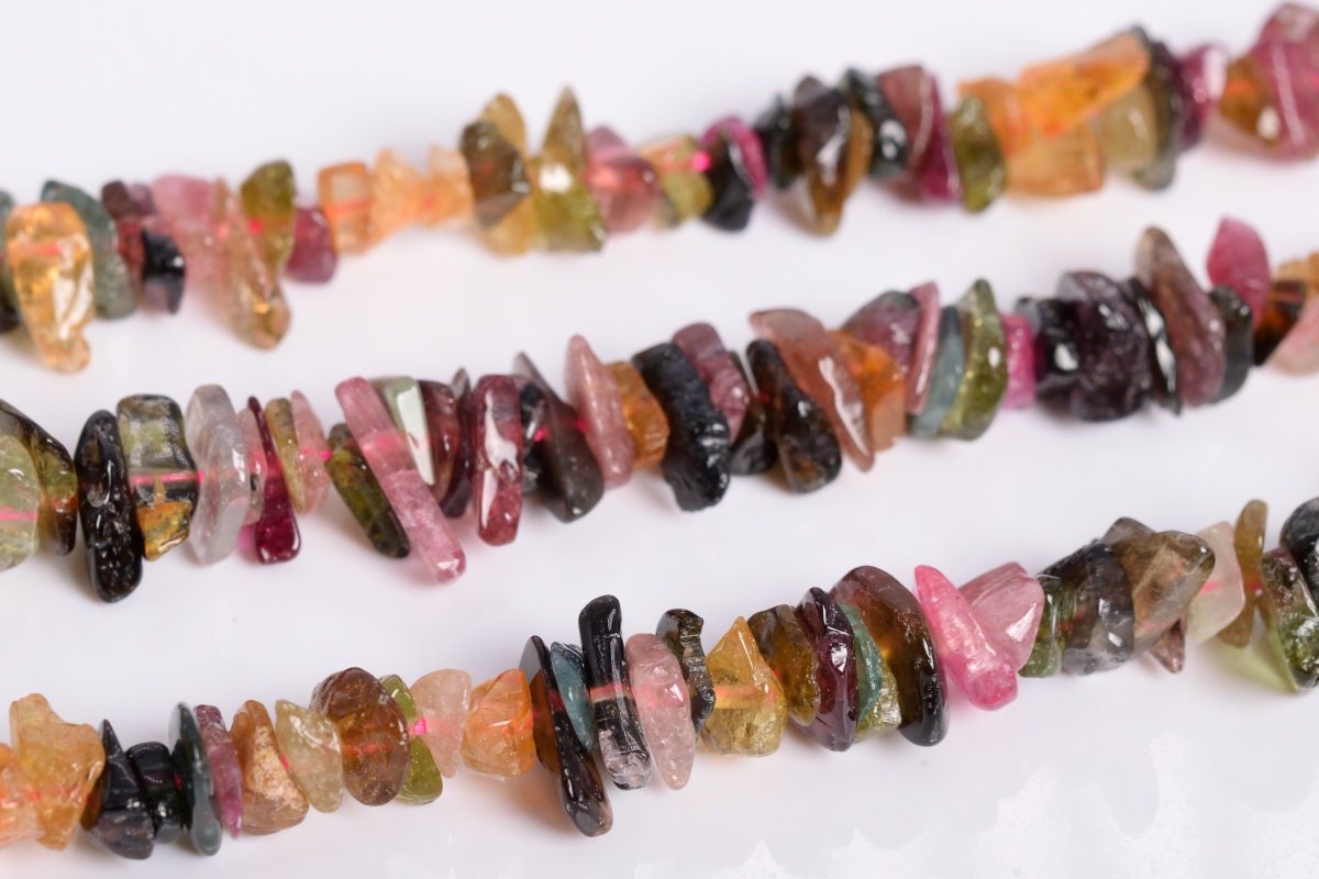 4-10mm Multicolor Tourmaline Beads Pebble Chips Grade Aa Genuine Natural Gemstone Beads 15.5" Bulk Lot Options (108382)