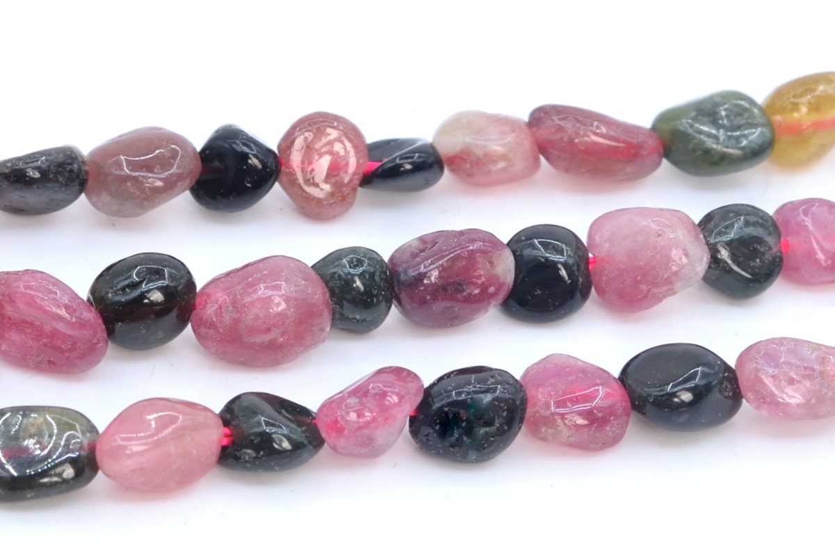 4-7mm Multicolor Tourmaline Beads Pebble Nugget Grade Aa Genuine Natural Gemstone Beads 15"/7.5“ Bulk Lot Options (108440)