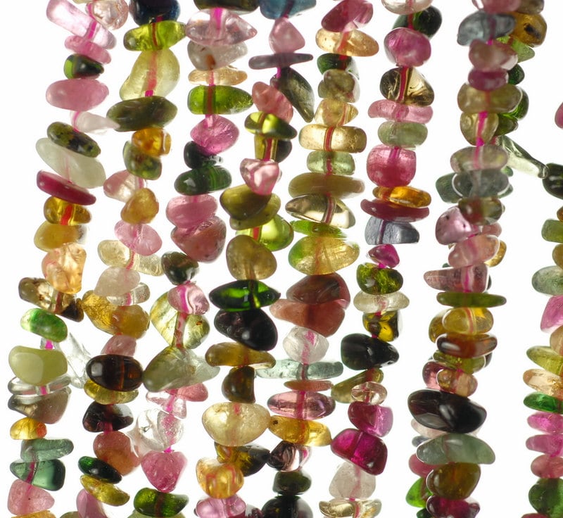 6-7mm Tourmaline Gemstone Grade Aaa Rainbow Multicolor Chips Loose Beads 15.5 Inch Full Strand (90183664-372)