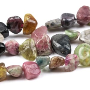 8-10mm Multicolor Tourmaline Beads Pebble Nugget Genuine Natural Gemstone Loose Beads 15.5" Strand
