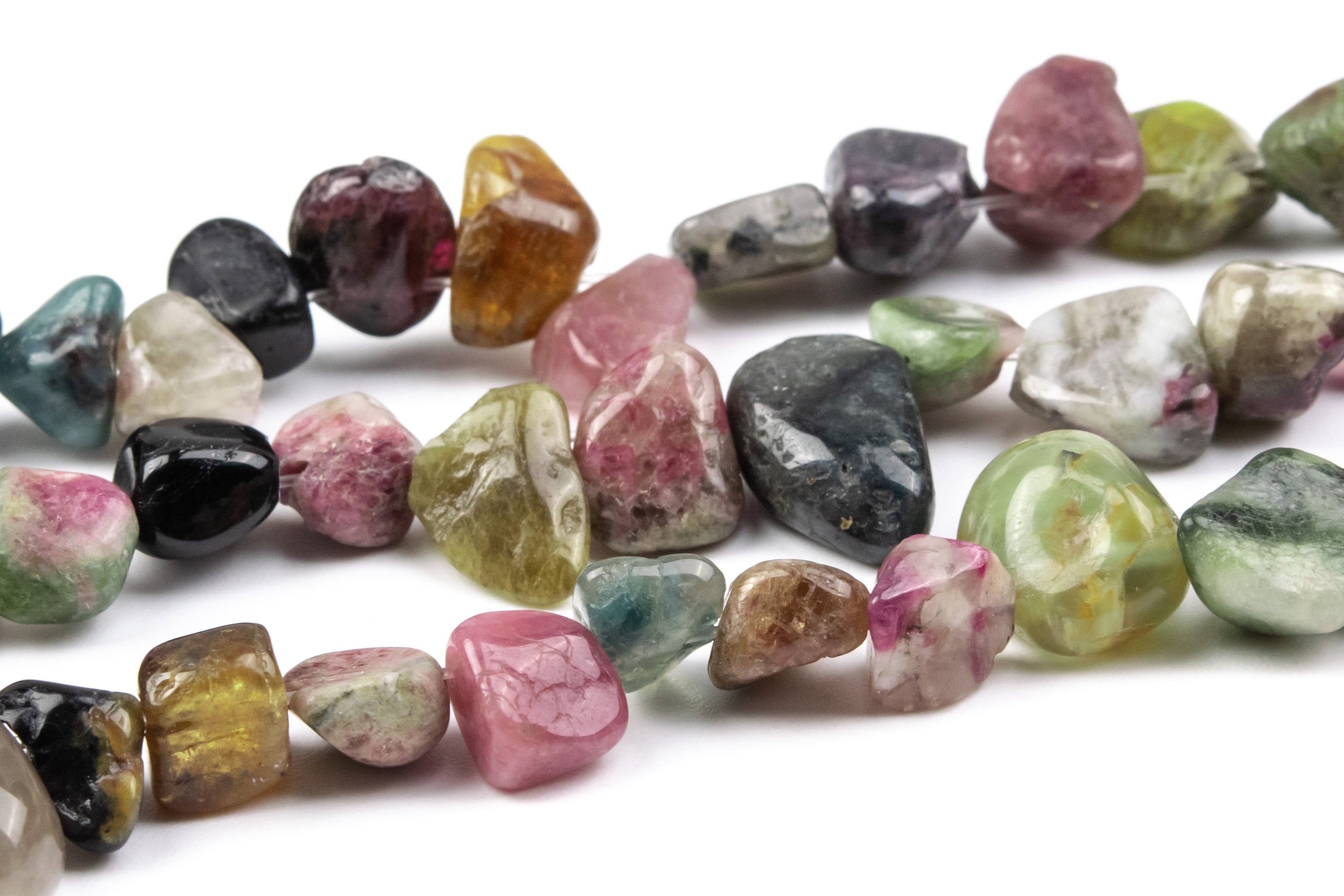 8-10mm Multicolor Tourmaline Beads Pebble Nugget Genuine Natural Gemstone Loose Beads 15.5" Strand