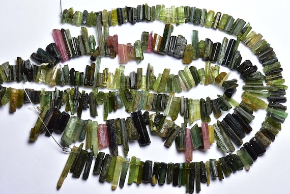 Tourmaline Pencil Rough - 8 Inches - Natural Rough Tourmaline Crystals Drilled Raw Shapes - Size Is 2.5x6-3x10 Mm #1437 Tourmaline Pencil Rough - 8 Inches - Natural Rough Tourmaline Crystals Drilled Raw Shapes - Size Is 2.5x6-3x10 Mm #1437