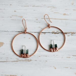 Tourmaline Crystal Earring | Gemstone Earring | Pencil Shape Earring | Dangle Earring | Drop Earring | Antique Earring,gift For Mother's Day