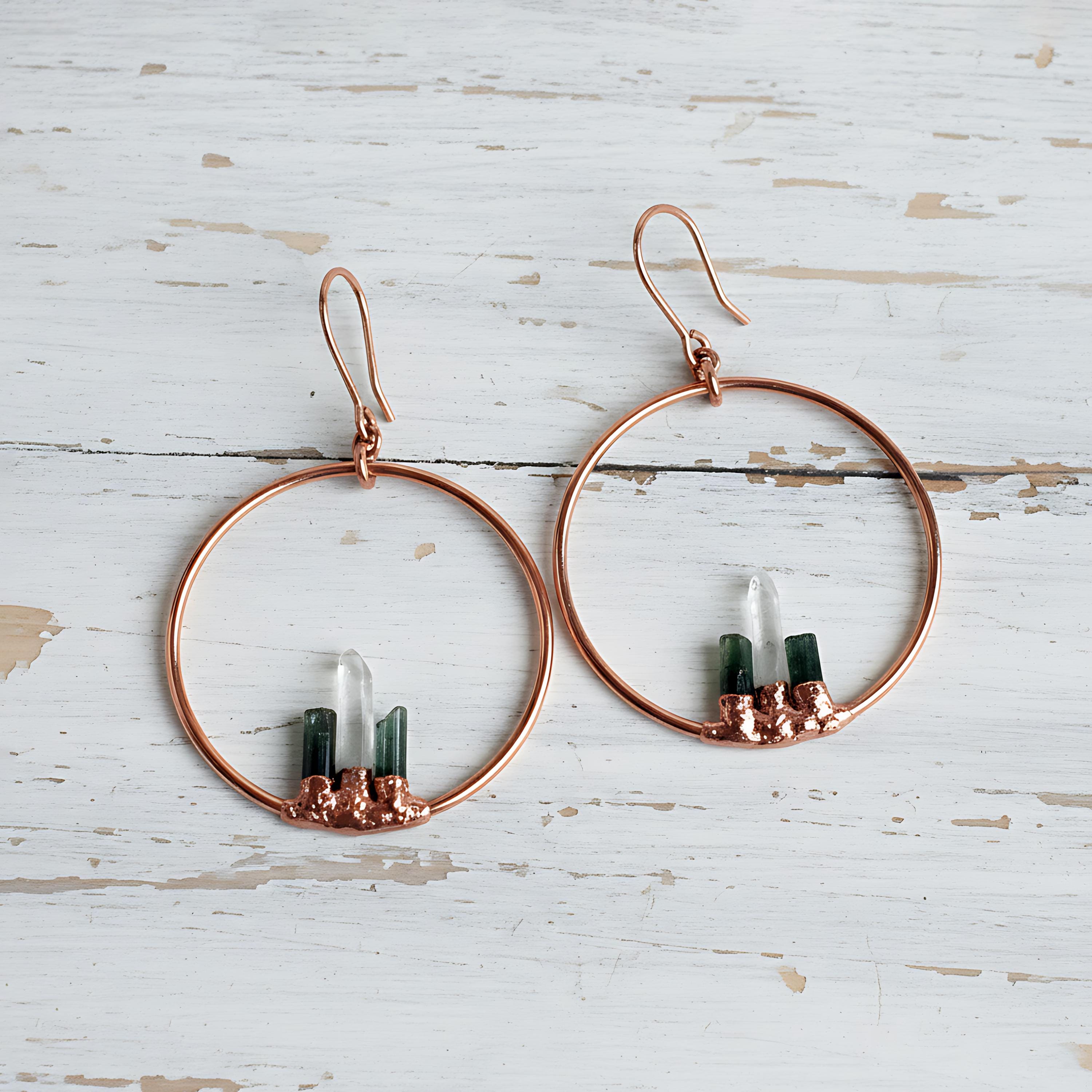 Tourmaline Crystal Earring | Gemstone Earring | Pencil Shape Earring | Dangle Earring | Drop Earring | Antique Earring,gift For Mother's Day