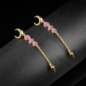 Natural Raw Tourmaline Gemstone Earrings Dangle Earrings Half Moon Earrings Teardrop Earrings Arrow Earrings Push Back Earrings