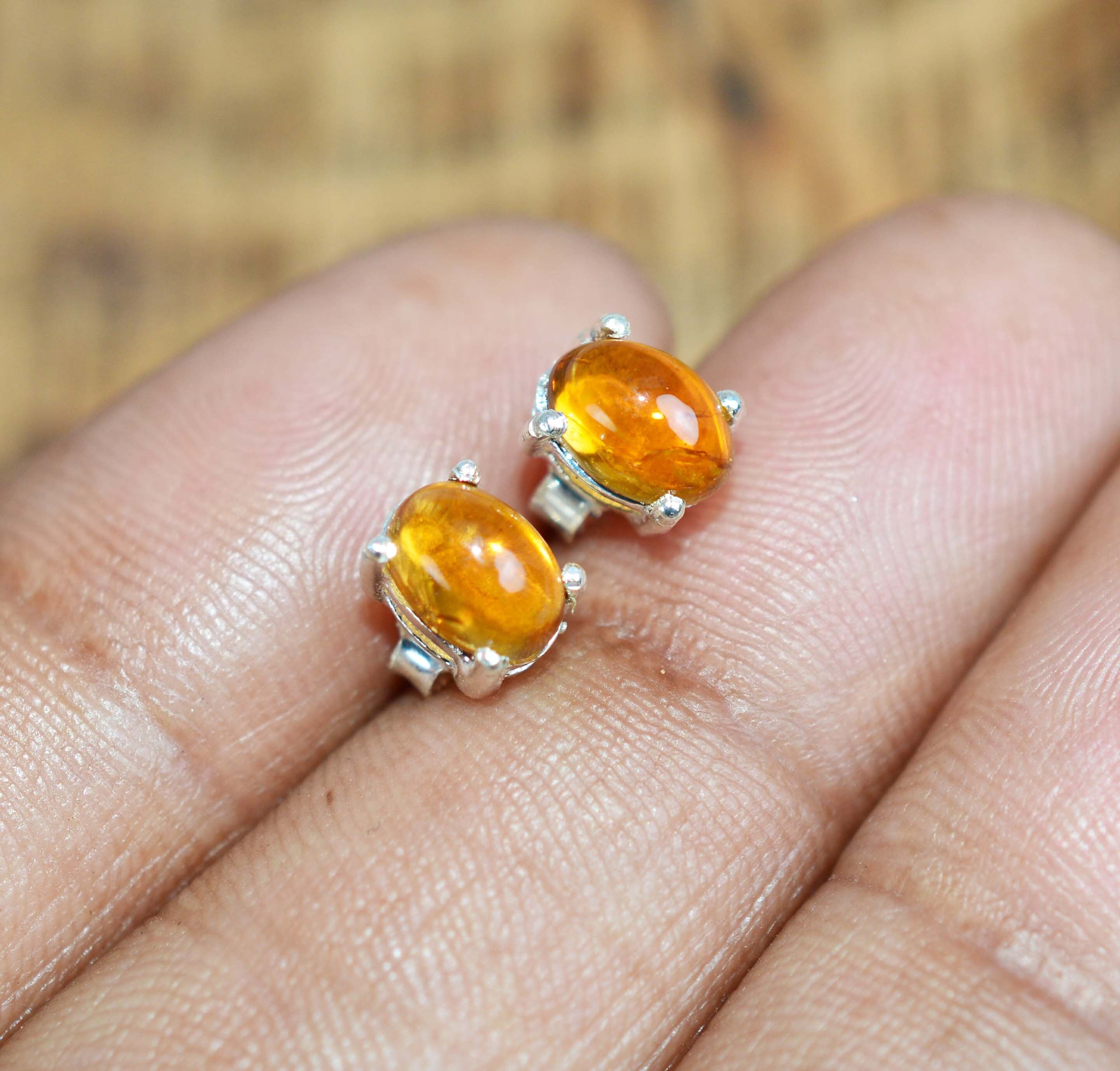 Yellow Tourmaline 925 Sterling Silver 1 Pair Stud Earring
