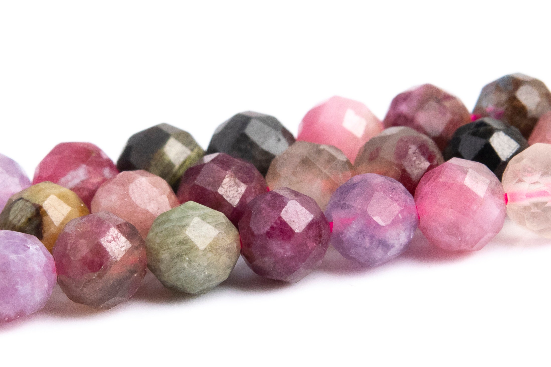3-4mm Multicolor Tourmaline Beads Brazil Aaagenuine Natural Gemstone Full Strand Faceted Round Loose Bead 15.5"bulk Lot Options(107628-2492)