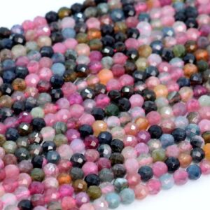 3MM Multicolor Tourmaline Beads Brazil AAA Genuine Natural Gemstone Full Strand Faceted Round Loose Beads 15" Bulk Lot Options (107627-2492)
