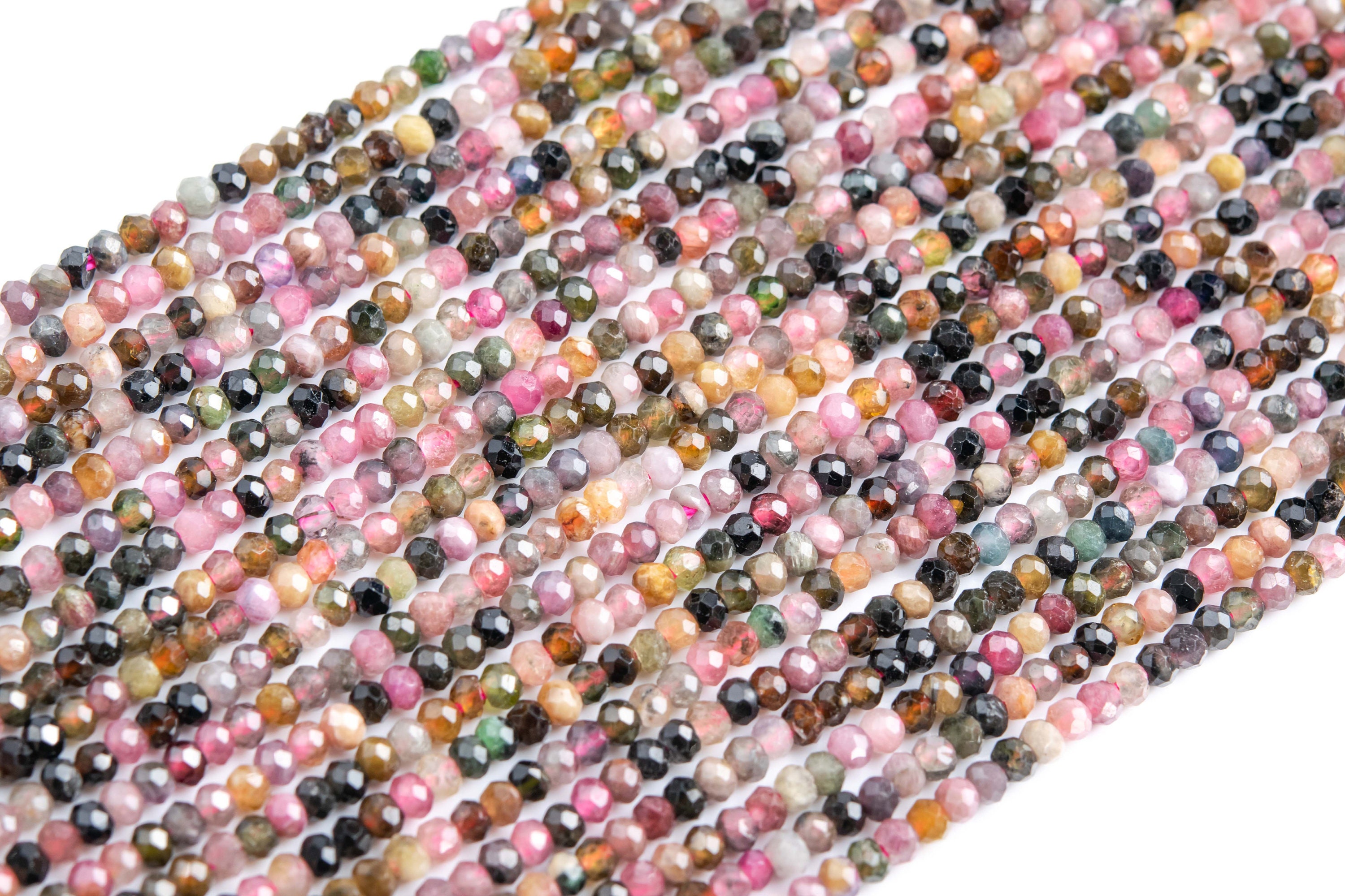 3x2mm Multicolor Tourmaline Bead Grade A Genuine Natural Gemstone Full Strand Faceted Rondelle Loose Bead 15" Bulk Lot Options (117855-3981)