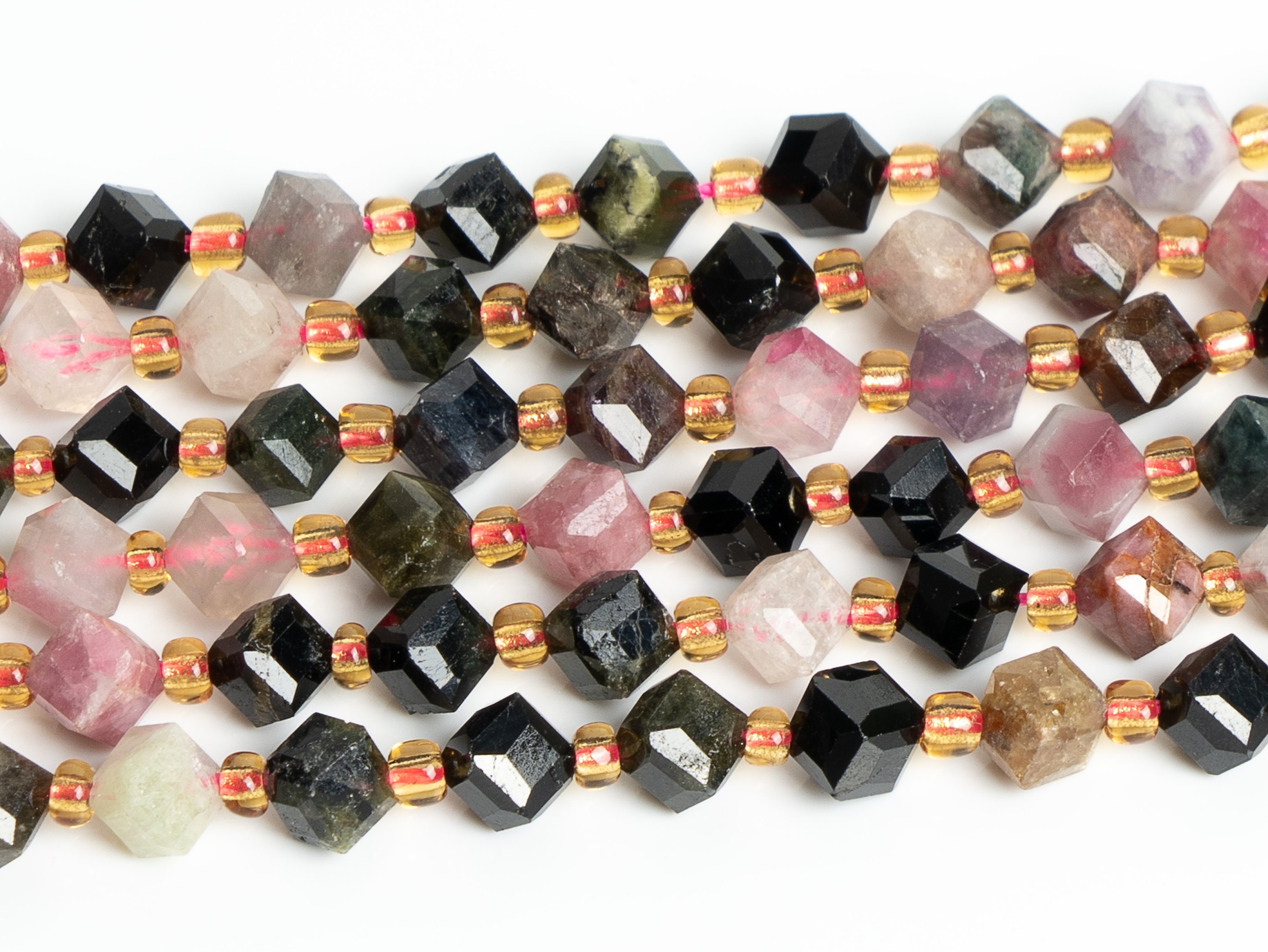 6mm Multicolor Tourmaline Beads Grade Aa Genuine Natural Gemstone Faceted Cube Loose Beads 15"/7.5" Bulk Lot Options (126531)