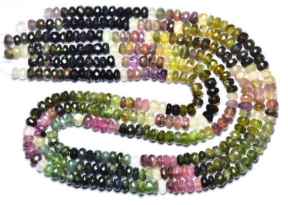 Multi Tourmaline Rondelle Beads - 16 Inches - Natural Beautiful Faceted Shaded Tourmaline Rondelle - Size Is 5 - 5.5 Mm #2243