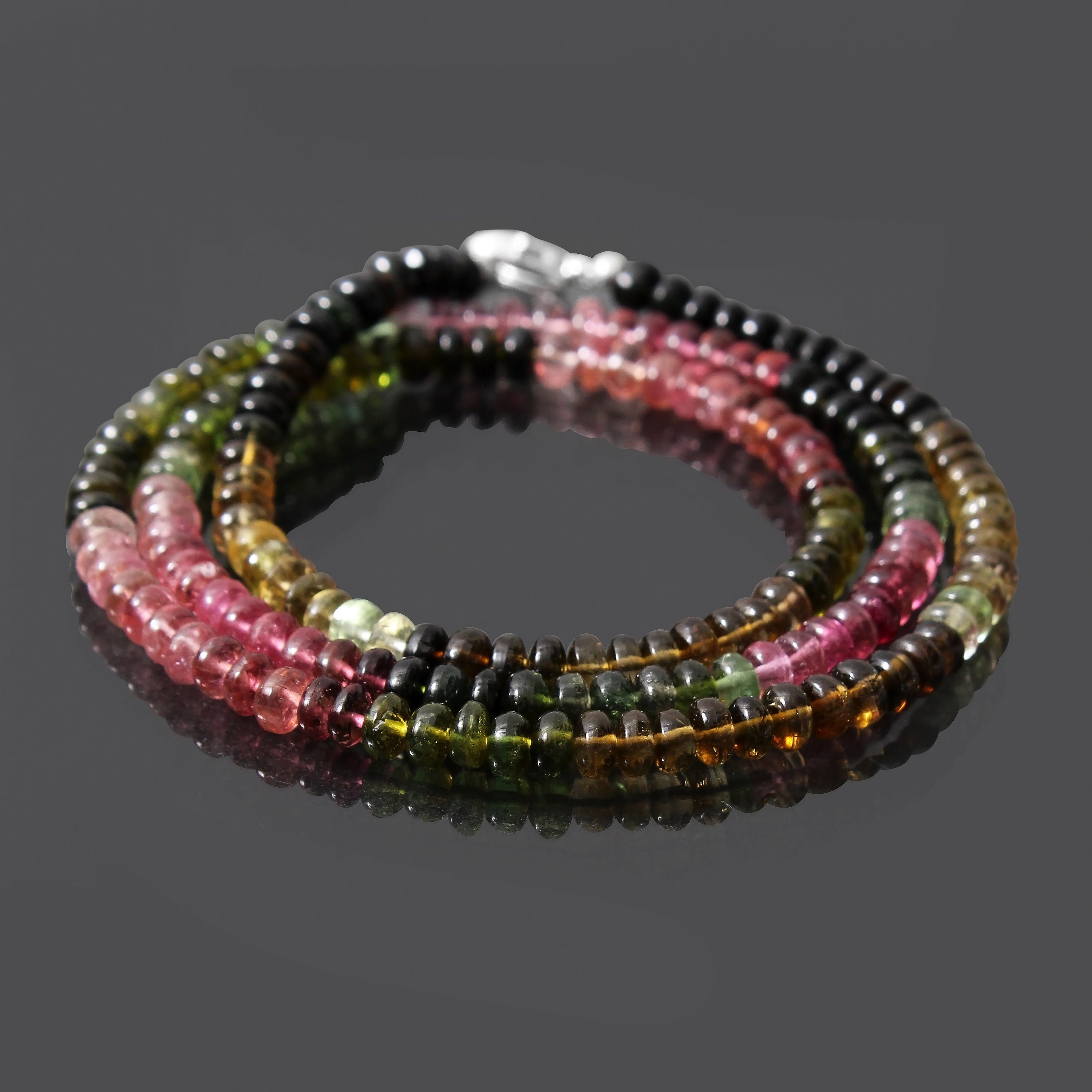 Multi Tourmaline Necklace, 5mm-5.5mm Natural Multi Color Tourmaline Smooth Rondelle Beads Necklace, Engagement Gift, Aaa Quality Tourmaline