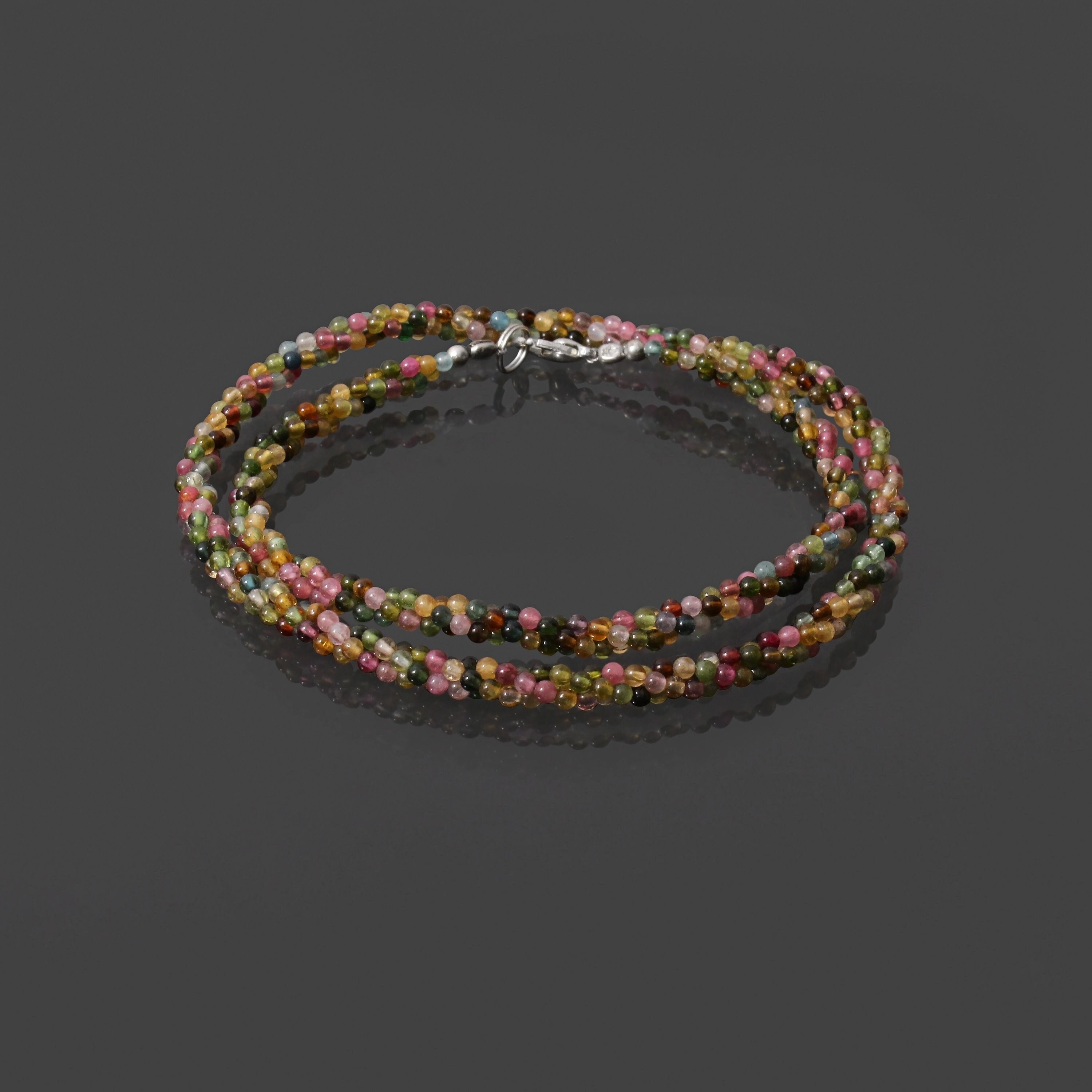Multi Tourmaline Beaded Rope Necklace, Gemstone Jewelry