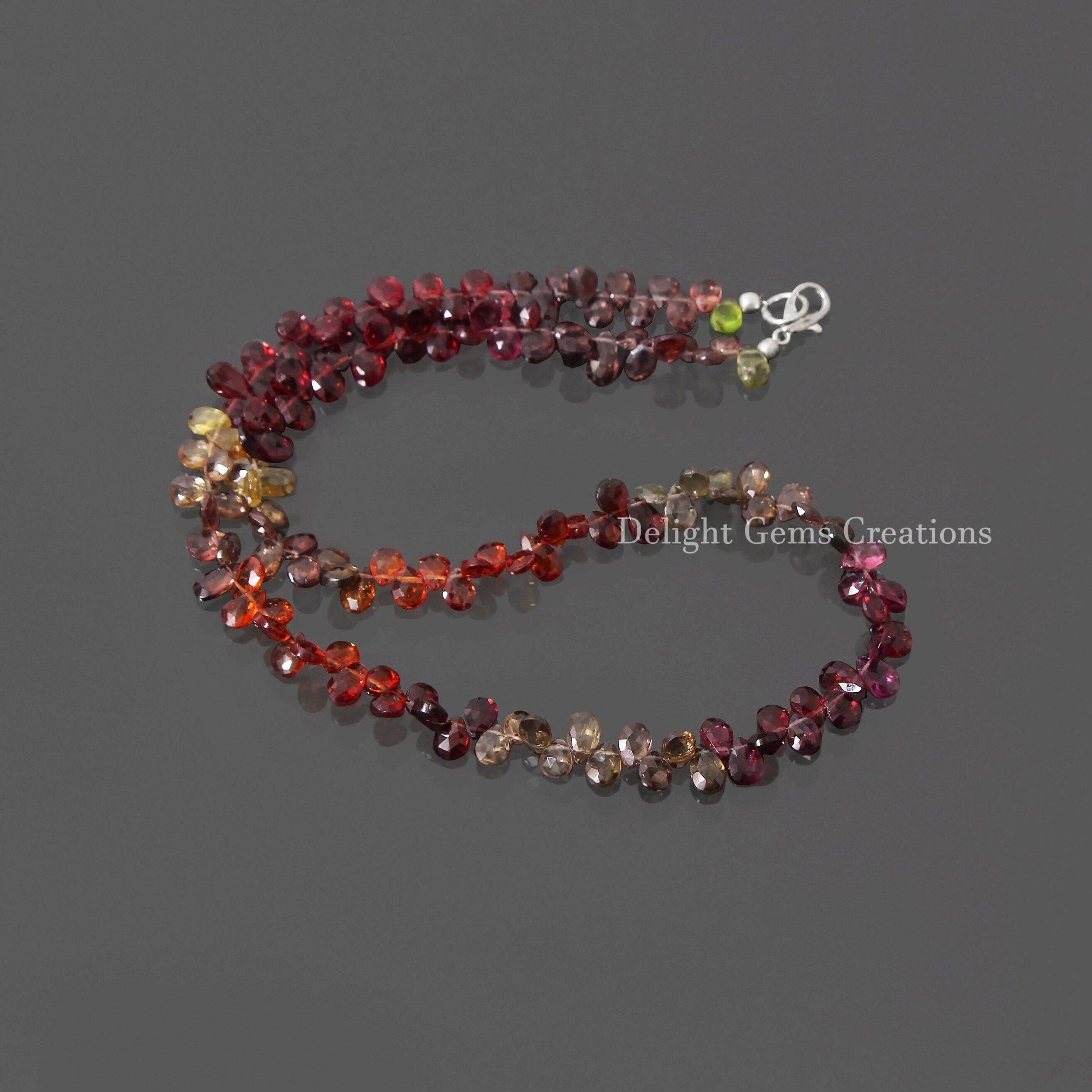 Multi Tourmaline Pear Briolette Beaded Necklace, 18 Inch