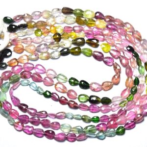 Tourmaline Briolette Beads - 14 Inches,natural Multi Tourmaline Faceted Pear Straight Drilled Briolettes,size Is 5-7mm #58