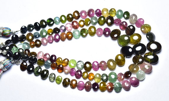 Multi Tourmaline Oval Beads - 8 Inches - Natural Tourmaline Smooth Oval Briolettes - Size Is 5x6 - 8x10 Mm #2808