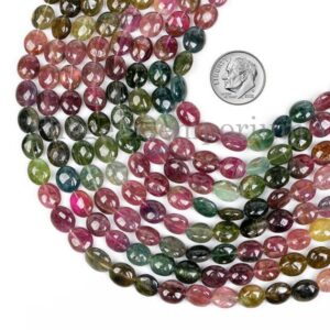 Multi Tourmaline Oval Beads Strand, Smooth Gemstone