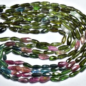 Superb Tourmaline Teardrop - 14 Inches - Natural Beautiful Faceted Multi Color Tourmaline Tear Drop Bead - Size Is 8x3.5 - 11x4 Mm #2104