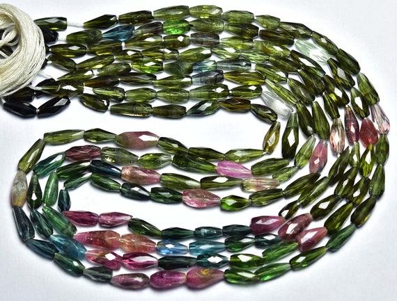 Superb Tourmaline Teardrop - 14 Inches - Natural Beautiful Faceted Multi Color Tourmaline Tear Drop Bead - Size Is 8x3.5 - 11x4 Mm #2104 Superb Tourmaline Teardrop - 14 Inches - Natural Beautiful Faceted Multi Color Tourmaline Tear Drop Bead - Size Is 8x3.5 - 11x4 Mm #2104