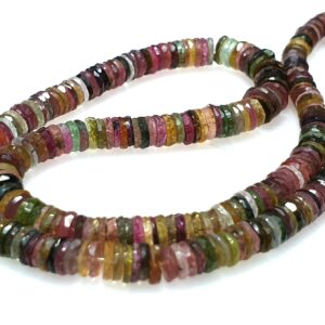 Wholesale Price Multi Tourmaline Heishi Tyre Shape Faceted Beads 6-7MM -8 Inches Wholesale Price Multi Tourmaline Heishi Tyre Shape Faceted Beads 6-7MM -8 Inches