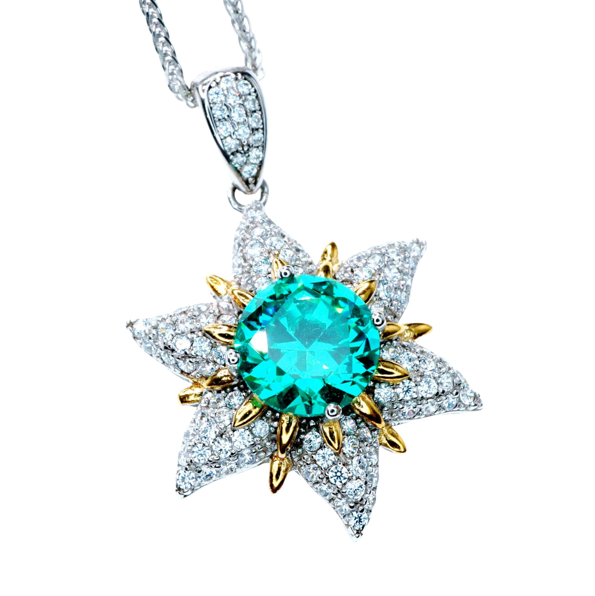 Greenish Blue Paraiba Necklace - Sterling Silver Star Fish Paraiba Jewelry Blueish Green Paraiba Tourmaline Pendant #831