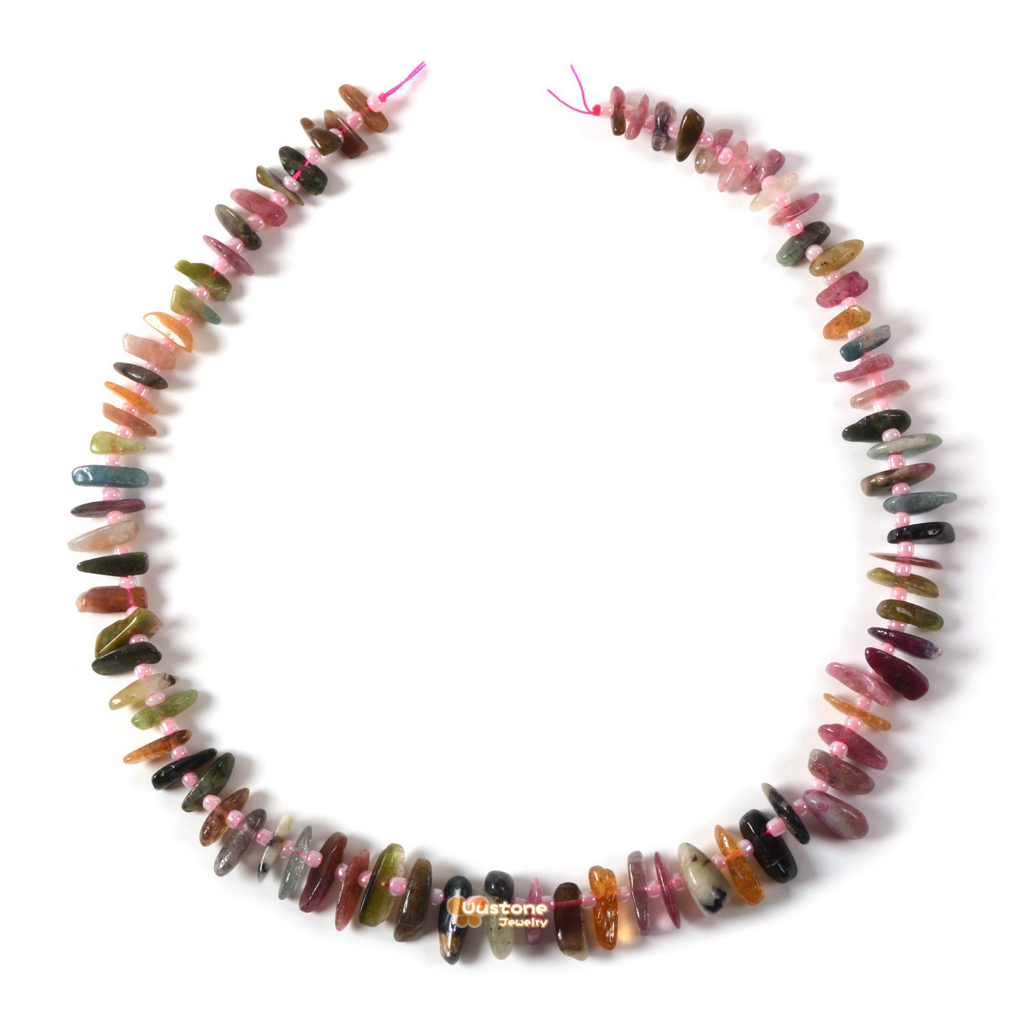 Multi-color Tourmaline Natural Chip Loose Beads Gemstone Top Drilled Stick Slice 15" Diy Jewelry Making