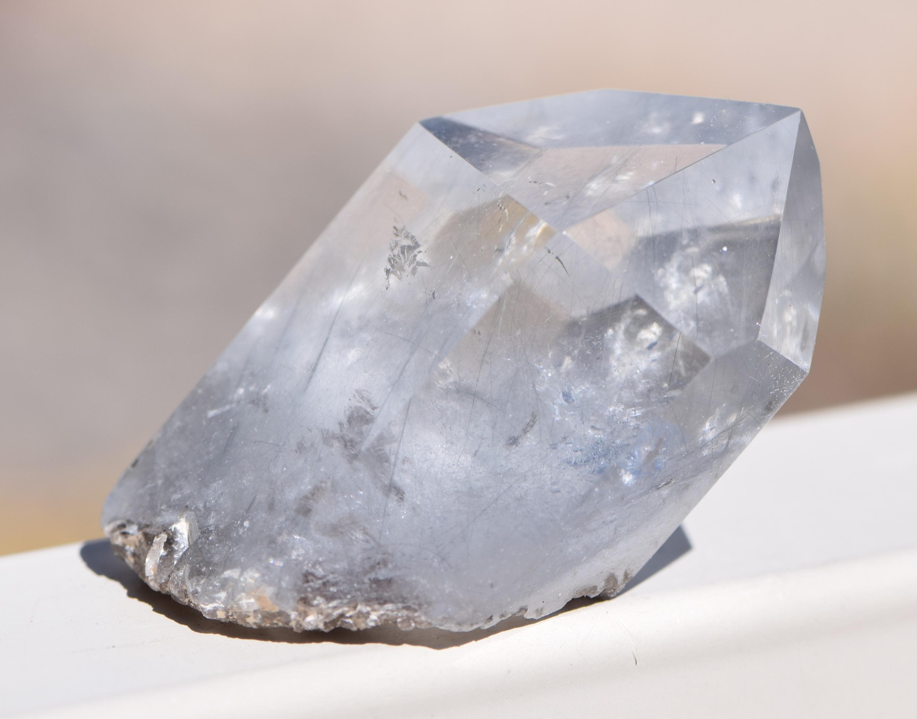Polished Blue Tourmaline Quartz Point Mineral Specimen