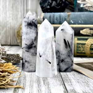Tourmaline Quartz Crystal Point Self Standing / Foxlarkcrystals