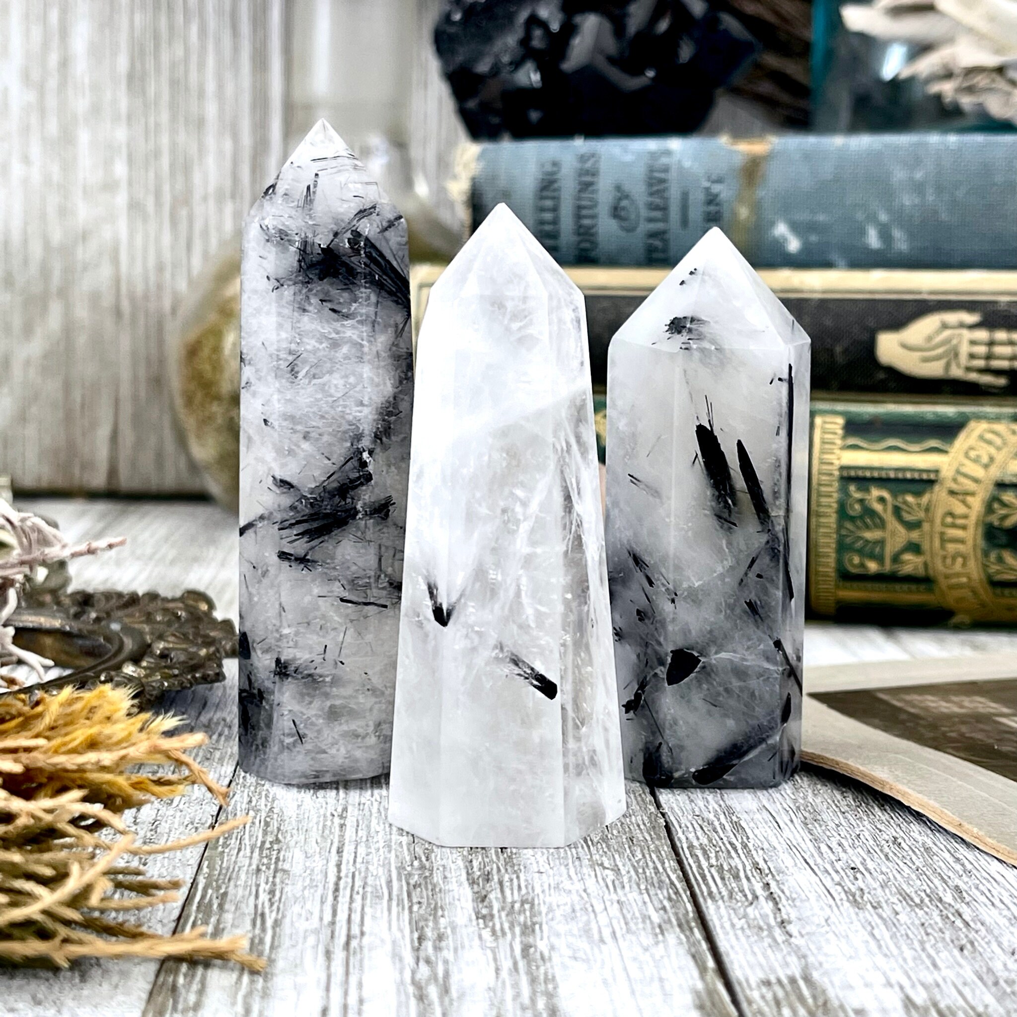 Tourmaline Quartz Crystal Point Self Standing / Foxlarkcrystals Tourmaline Quartz Crystal Point Self Standing / Foxlarkcrystals