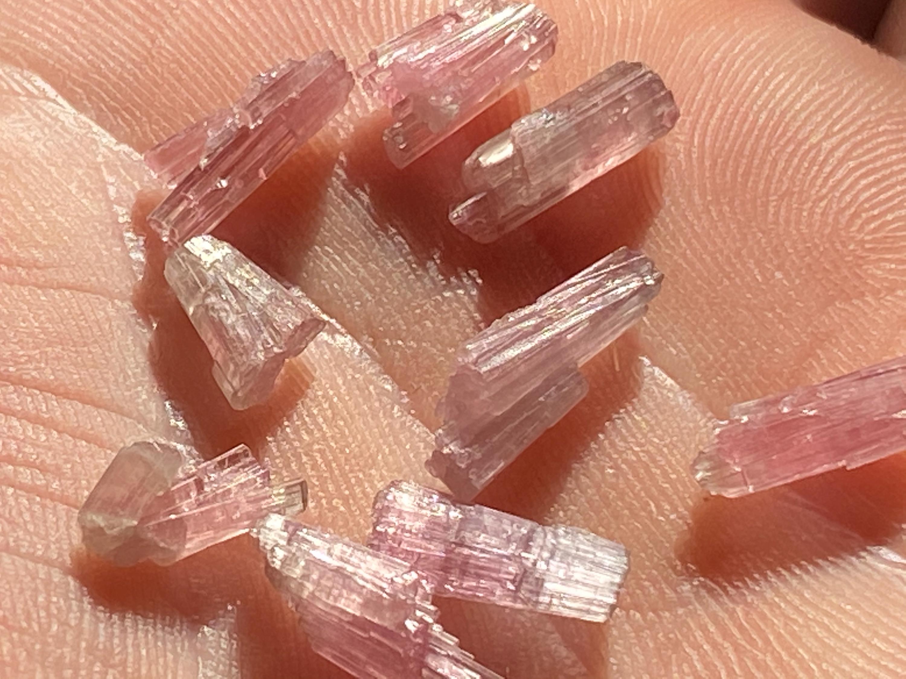 10 Pink Purple Tourmaline Crystal Cluster Specimens: Jewelry Grade, Afghanistan