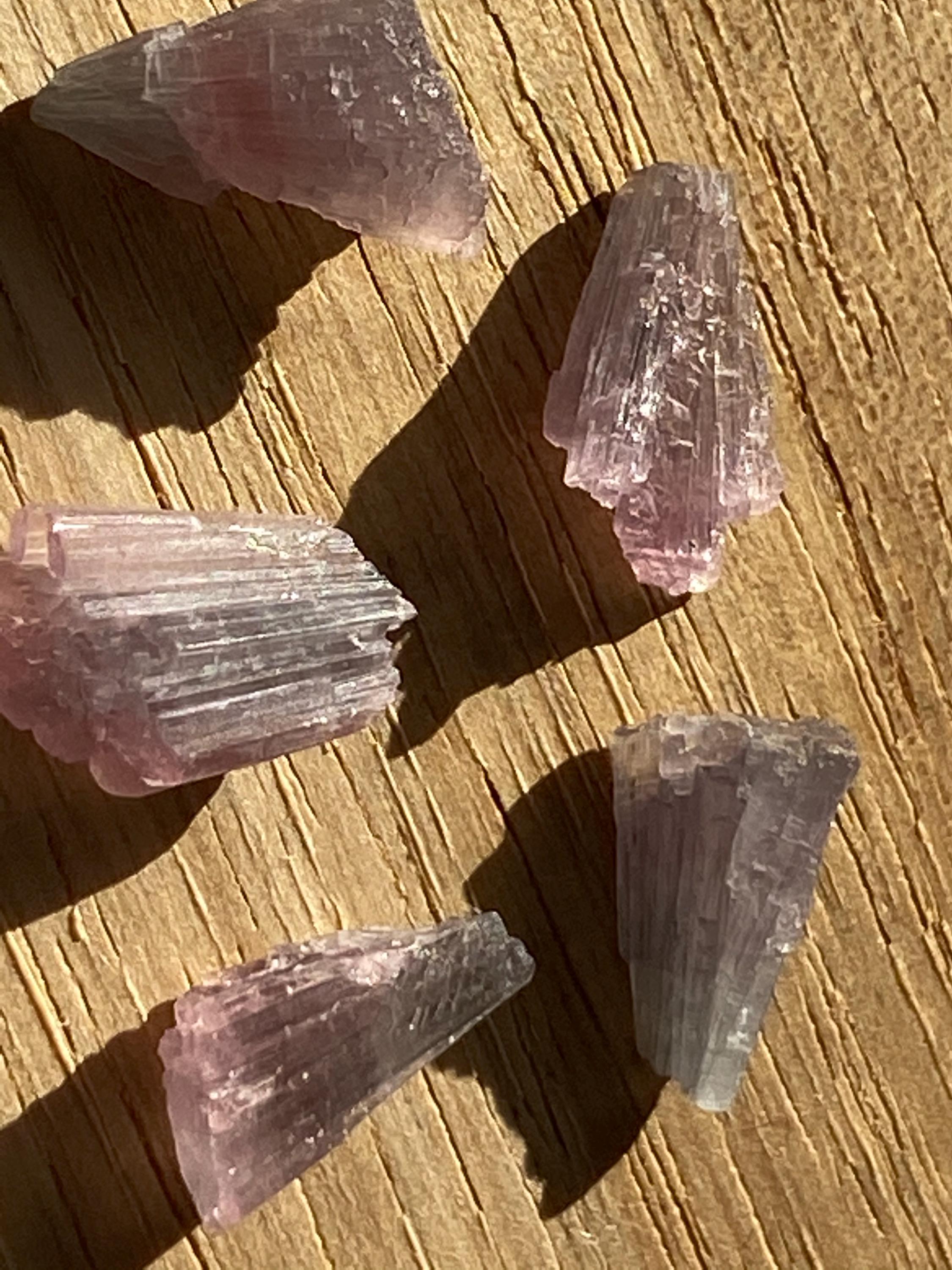 5 Pink/purple Tourmaline Crystal Clusters: Natural Afghanistan Specimens