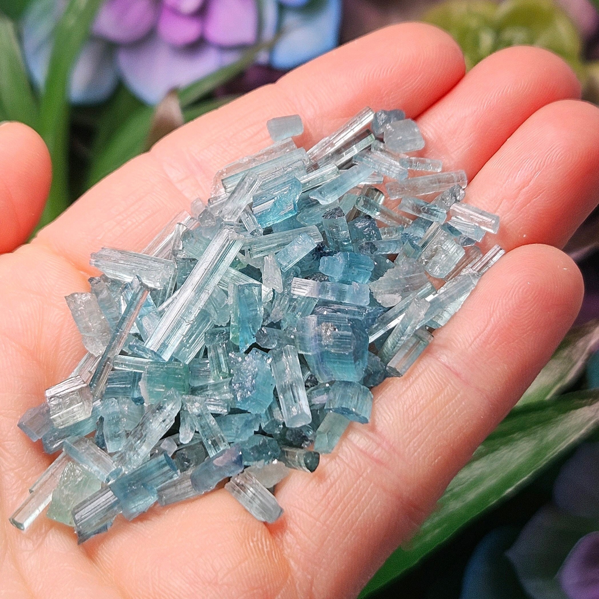 Indicolite Tourmaline Crystal Lot: Raw Blue Tourmaline Stones