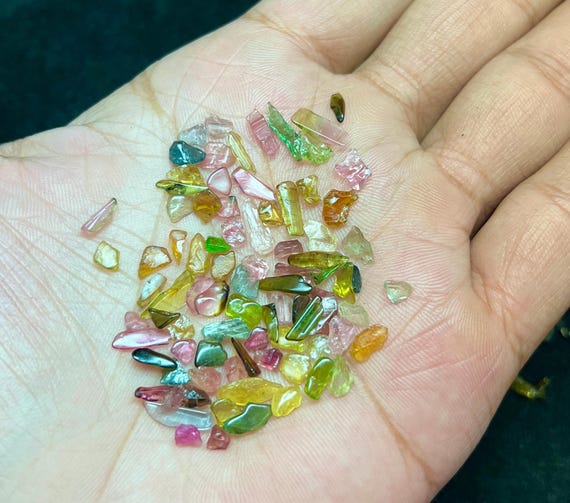 Multi Color Natural Tourmaline Rough Lot  | Transparent Polished Crystal 5-10mm