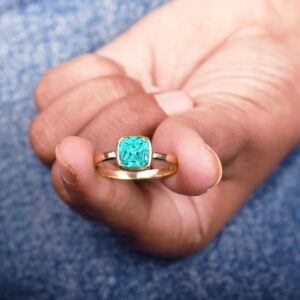 Cushion Cut Paraiba Tourmaline Ring, 14k Gold Engagement Ring Cushion Cut Paraiba Tourmaline Ring, 14k Gold Engagement Ring