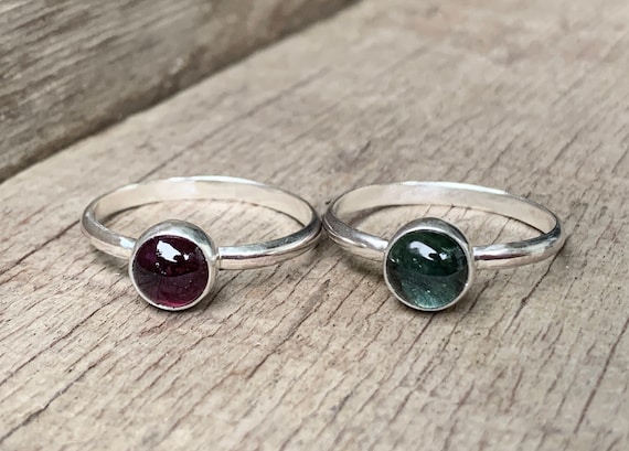 Elegant Small Round Tourmaline Sterling Silver Solitaire Ring | Tourmaline Ring | Engagement Ring | Promise Ring | Wedding Ring