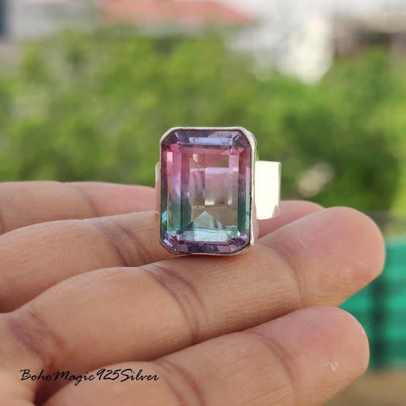 Handmade Tourmaline Ring: Sterling Silver Gemstone, October Birthstone