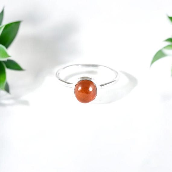 Natural Orange Tourmaline Sterling Silver Ring, Size 7