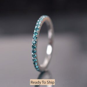 Paraiba Tourmaline Eternity Band Bridal Wedding Bands Anniversary Gifts Full Eternity Ring Birthstone Jewelry