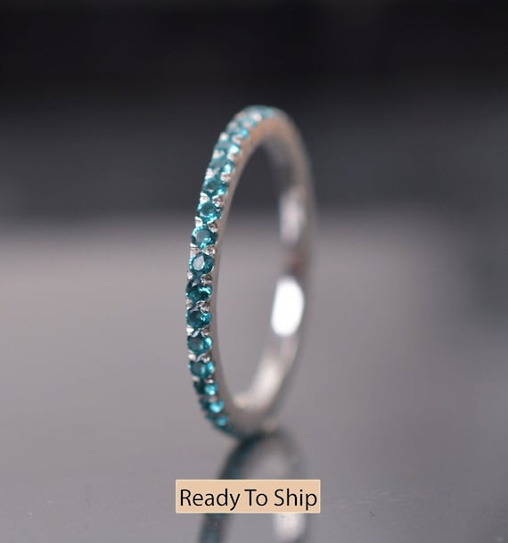 Paraiba Tourmaline Eternity Band Bridal Wedding Bands Anniversary Gifts Full Eternity Ring Birthstone Jewelry