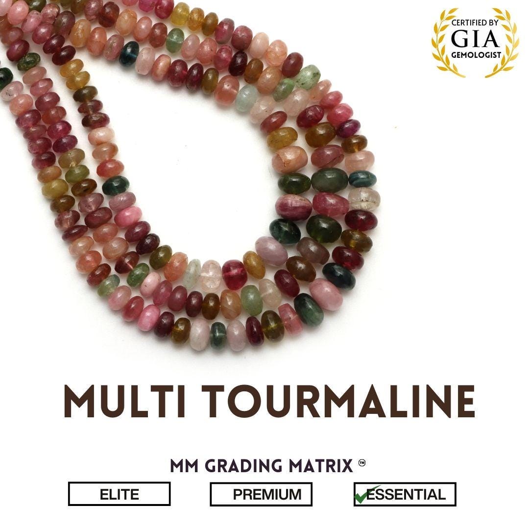 5.5 Mm To 8.5 Mm Multi Tourmaline Smooth Rondelle Beads Strand 18", Natural Tourmaline Gemstone Beads For Jewelry Making, Plain Tourmaline