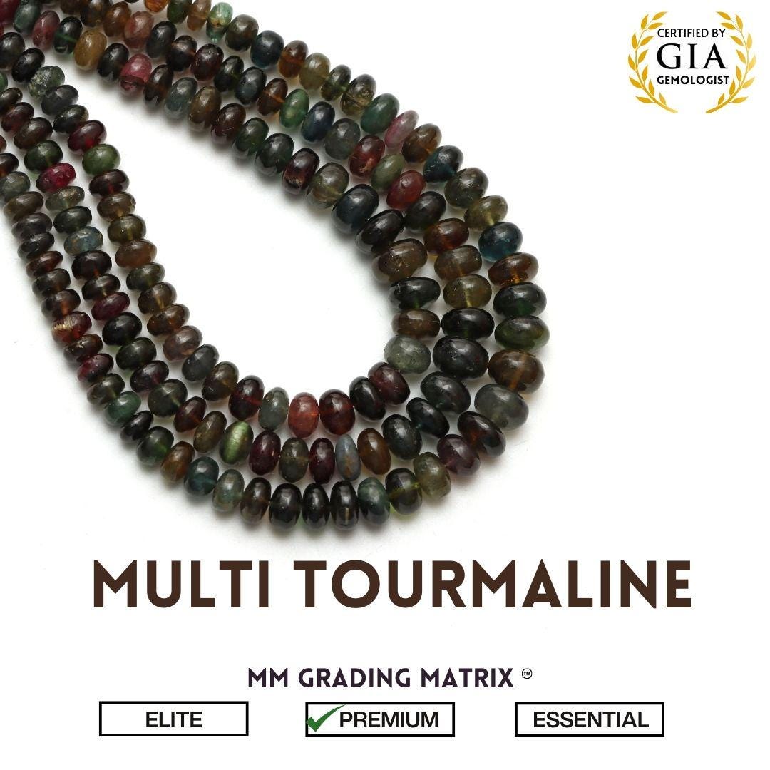 5 Mm To 8.5 Mm Multi Tourmaline Smooth Rondelle Shape Beads, October Birthstone, Gemstone Beads For Jewelry Making, Tourmaline Plain Beads