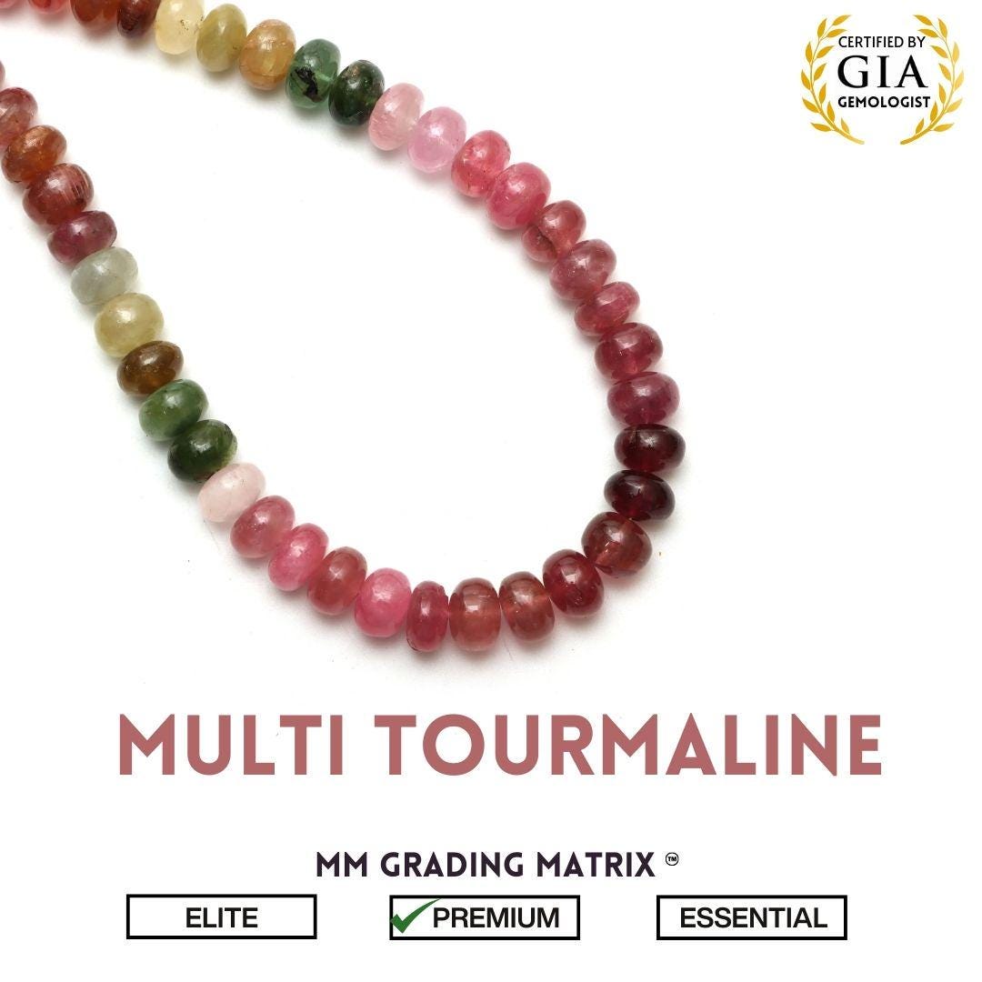 7.5 Mm To 9 Mm Multi Tourmaline Smooth Rondelle Shape Beads, Plain Tourmaline Big Size Center Drill Gemstone Beads, Beads For Jewelry Making