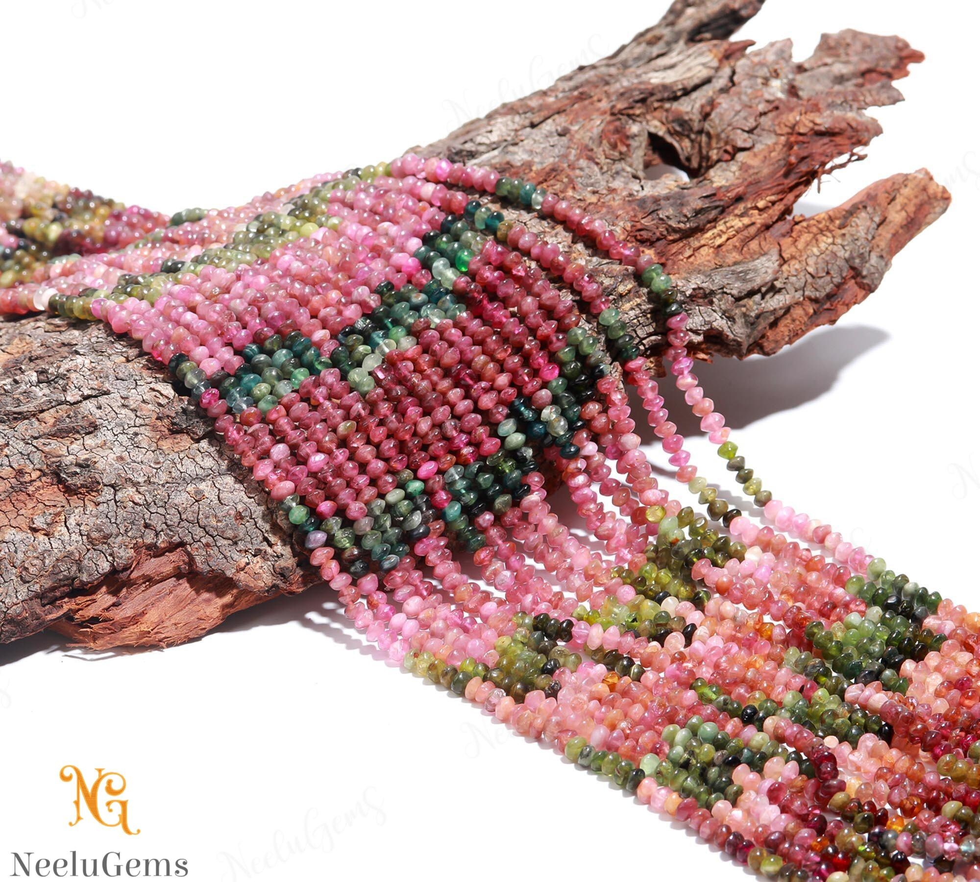 Aaa+ Multi Tourmaline Smooth Rondelle Beads,4-4.5 Mm Natural Tourmaline Indian Cut Beads,13" Loose Gemstone Beads For Handmade Jewelry