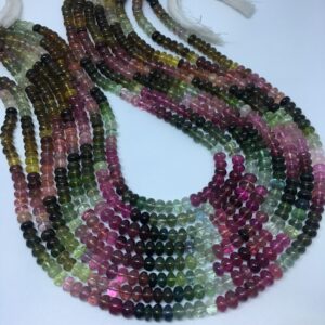 Aaa Natural Multi Tourmaline Smooth Rondelle Gemstone Beads, Size 5 Mm Plain Rondelle Bead, 14 Inch Strand An Amazing Item, Loose Tourmaline