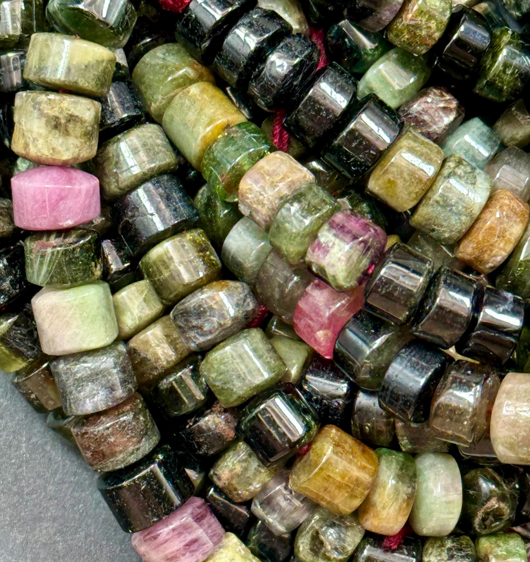 Aaa Natural Tourmaline Watermelon Gemstone Beads, Freeform Smooth Rondelle Shape Beads, Great Quality Gemstone 15.5” Strand!