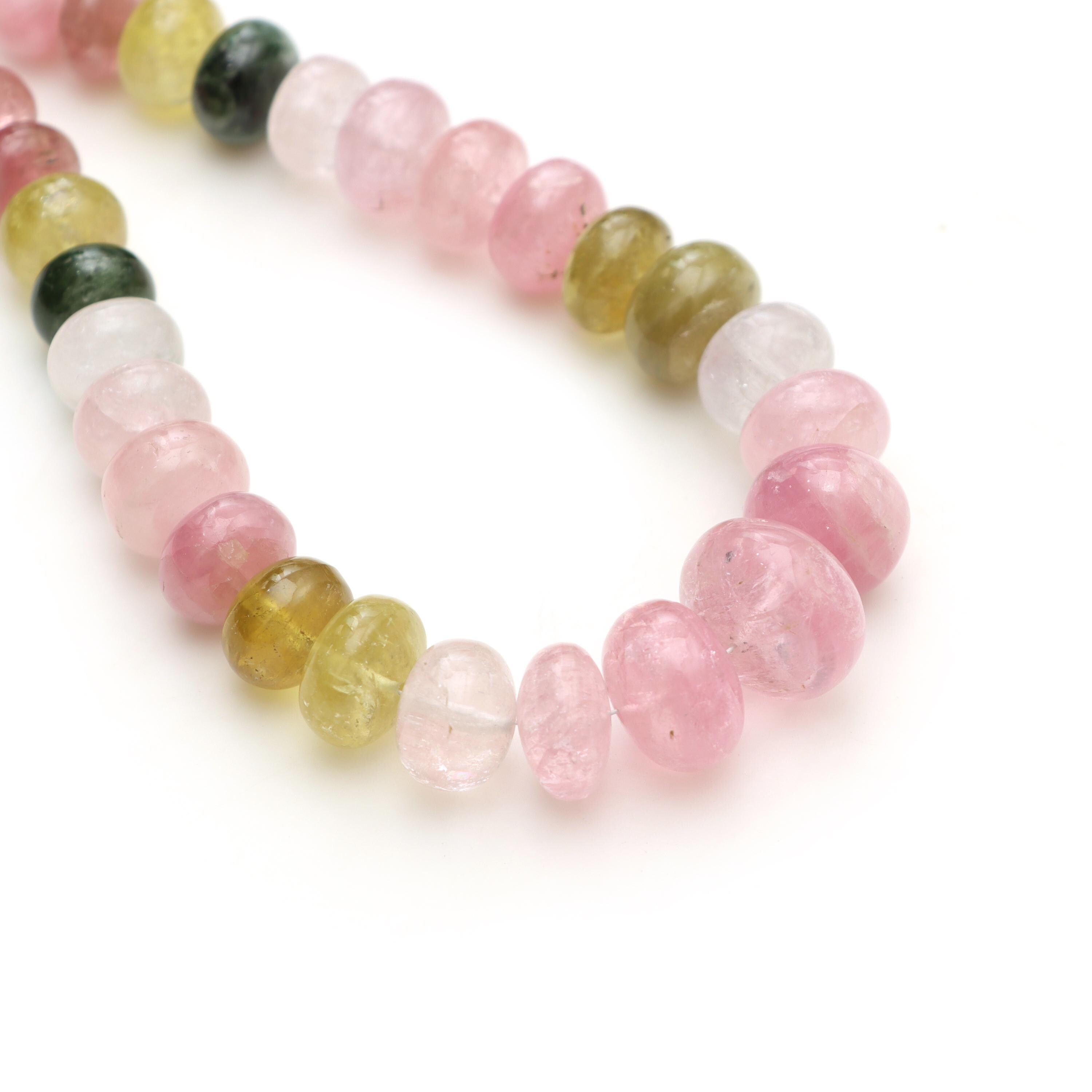 Afghani Tourmaline Smooth Rondelle Beads, 8 Mm To 16 Mm, Multi Tourmaline Jewelry Making Gemstone Beads, 18 Inches Full Strand